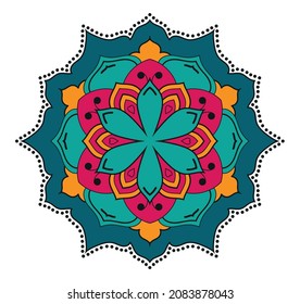 Flower Mandala full color, Circle Pattern, Decorative Ornament
