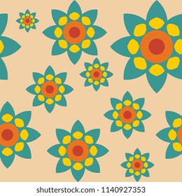 Flower mandala geometric colorful seamless pattern background with pastel colors.