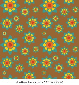 Flower mandala geometric colorful seamless pattern background with pastel colors for autumn season.