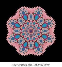 Flower mandala. Geometric pattern, radial repeat. Decorative elements. Oriental pattern, vector illustration.