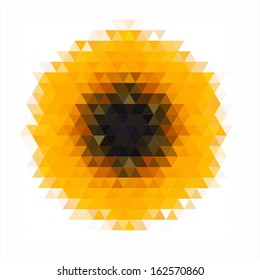 Flower mandala of geometric shapes. Vector colorful mosaic.
