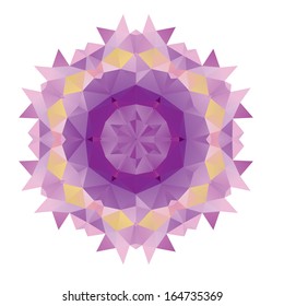 Flower mandala of geometric shapes. Vector colorful mosaic.