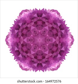 Flower mandala of geometric shapes. Vector colorful mosaic.