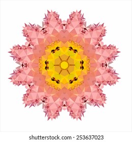 Flower mandala of geometric shapes. Vector colorful mosaic.
