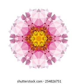 Flower mandala of geometric shapes. Vector colorful mosaic.