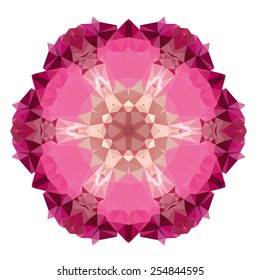 Flower mandala of geometric shapes. Vector colorful mosaic.