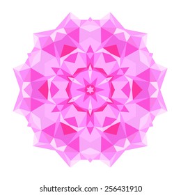 Flower mandala of geometric shapes. Vector colorful mosaic.