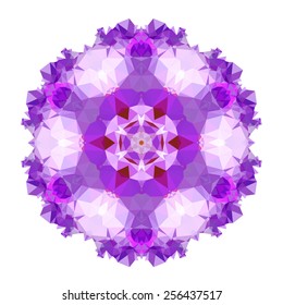Flower mandala of geometric shapes. Vector colorful mosaic.