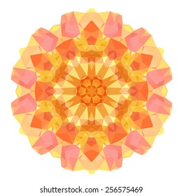Flower mandala of geometric shapes. Vector colorful mosaic.