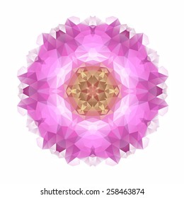 Flower mandala of geometric shapes. Vector colorful mosaic.