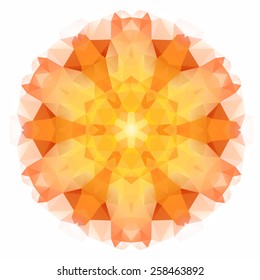 Flower mandala of geometric shapes. Vector colorful mosaic.