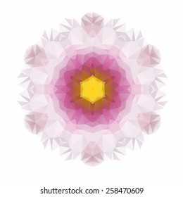 Flower mandala of geometric shapes. Vector colorful mosaic.