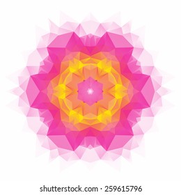 Flower mandala of geometric shapes. Vector colorful mosaic.