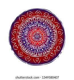 Flower mandala in hand drawn style for prints, fabric and ceramic. Vector.