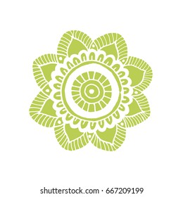 Flower mandala in hand drawn style for prints, fabric and tattoo. Vector illustration. Isolated on white