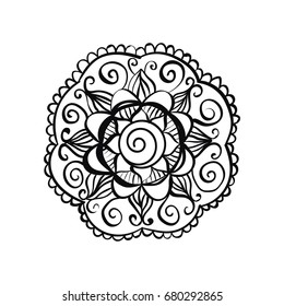 Flower mandala in hand drawn style for prints, fabric and ceramic. Vector illustration. 