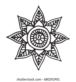 Flower mandala in hand drawn style for prints, fabric and ceramic. Vector illustration. 