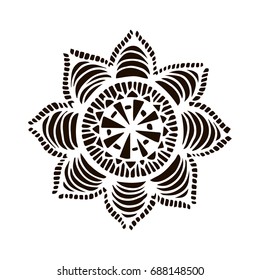 Flower mandala in hand drawn style for prints, fabric and ceramic. Vector illustration. 