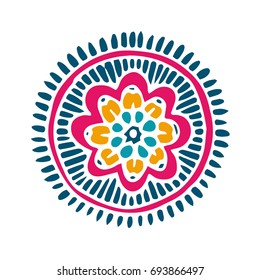 Flower mandala in hand drawn style for prints, fabric and ceramic. Vector illustration. 