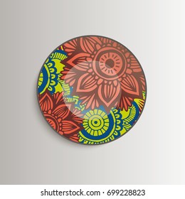 Flower mandala in hand drawn style for prints, fabric and ceramic. Vector illustration. 