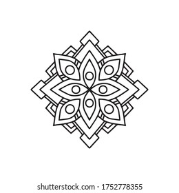 Blumenmandalasymbol. Rahmenblume Mandala, Vektorsymbol für Webdesign einzeln auf weißem Hintergrund