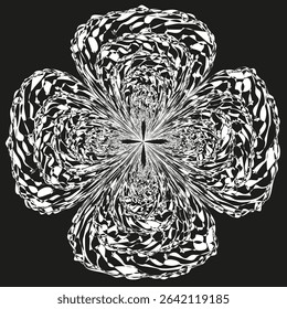 Flower mandala icon. Symmetric petal figure. Decorative round shape. Vector ornate form.