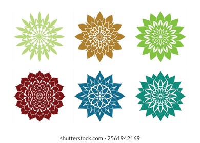 Flower mandala icons vector art silhouette design