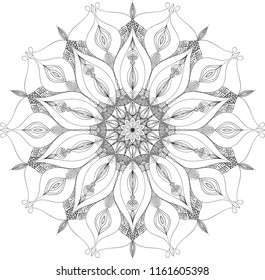 Flower mandala illustration. Oriental pattern, vintage decorative elements. Islam, Arabic, Indian, moroccan, turkish ottoman motifs. Coloring pаgе