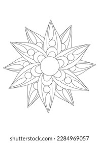 Ilustración de mandala de flores. Patrón oriental, elementos decorativos de época. Páginas de coloreado de Mandala. Libro de Colores de Mandala. Vector sin foco