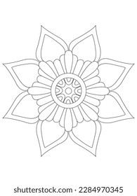 Ilustración de mandala de flores. Patrón oriental, elementos decorativos de época. Páginas de coloreado de Mandala. Libro de Colores de Mandala. Vector sin foco