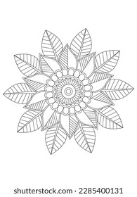 
Flower mandala illustration. Oriental pattern, vintage decorative elements Easy mandala kaleidoscope pattern on white background 
Adult coloring page 