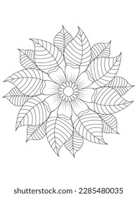  
Flower mandala illustration. Oriental pattern, vintage decorative elements Easy mandala kaleidoscope pattern on white background 
Adult coloring page 