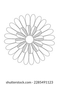 Ilustración de mandala de flores. Patrón oriental, elementos decorativos de época. Páginas de coloreado de Mandala. Libro de Colores de Mandala. Vector sin foco
