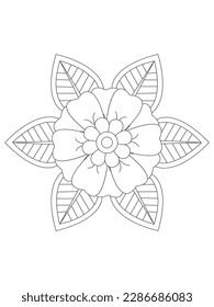
Flower mandala illustration. Oriental pattern, vintage decorative elements Easy mandala kaleidoscope pattern on white background 
Adult coloring page 
