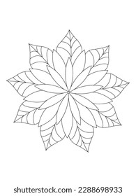 Flower mandala illustration. Oriental pattern, vintage decorative elements Easy mandala kaleidoscope pattern on white background 
Adult coloring page 