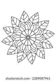 Flower mandala illustration. Oriental pattern, vintage decorative elements Easy mandala kaleidoscope pattern on white background 
Adult coloring page 