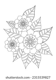 Ilustración de mandala de flores. Patrón oriental, elementos decorativos de época. Páginas de coloreado de Mandala. Libro de Colores de Mandala. Vector sin foco