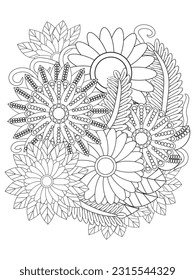 
Ilustración de mandala de flores. Patrón oriental, elementos decorativos de época. Páginas de coloreado de Mandala. Libro de Colores de Mandala. Vector sin foco
