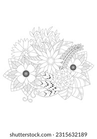 Flower mandala illustration. Oriental pattern, vintage decorative elements Easy mandala kaleidoscope pattern on white background 
Adult coloring page 