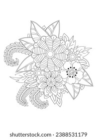  Flower mandala illustration. Oriental pattern, vintage decorative elements Easy mandala kaleidoscope pattern on white background Adult coloring pag