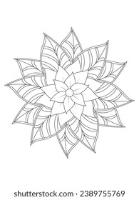 Flower mandala illustration. Oriental pattern, vintage decorative elements Easy mandala kaleidoscope pattern on white background Adult coloring pag