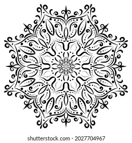 Flower Mandala. Islam, Arabic, Indian, Turkish, Pakistani, Moroccan, Spanish, Chinese, mystical, ottoman motives. Hand drawn background. Unusual flower shape.