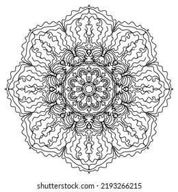 Flower Mandala. Islam, Arabic, Indian, Turkish, Pakistani, Moroccan, Spanish, Chinese, mystical, ottoman motives. Unusual flower shape. Hand drawn background.