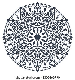 Flower Mandala. Laser cutting template. Stencil. Vintage decorative elements. Die cut oriental pattern. Vector illustration. Islam, arabic, indian, moroccan, spain, turkish, pakistan, ottoman motifs.