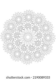   Flower Mandala With Mehndi Flowers For Coloring Book Page Doodle Ornament