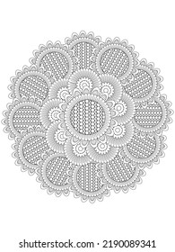   Flower Mandala With Mehndi Flowers For Coloring Book Page Doodle Ornament