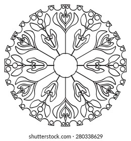 Flower mandala on white background in the Tracery pattern collection