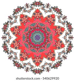 Flower - mandala on white background.  Arabic, indian, turkish, pakistan, chinese, motives. 