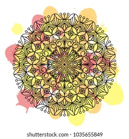Flower mandala. Oriental ethnic circular ornament. Design element