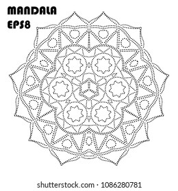 Flower Mandala. Oriental pattern, islam, arabic, indian, moroccan, asian, turkish, mystic, ottoman motifs. Coloring book element